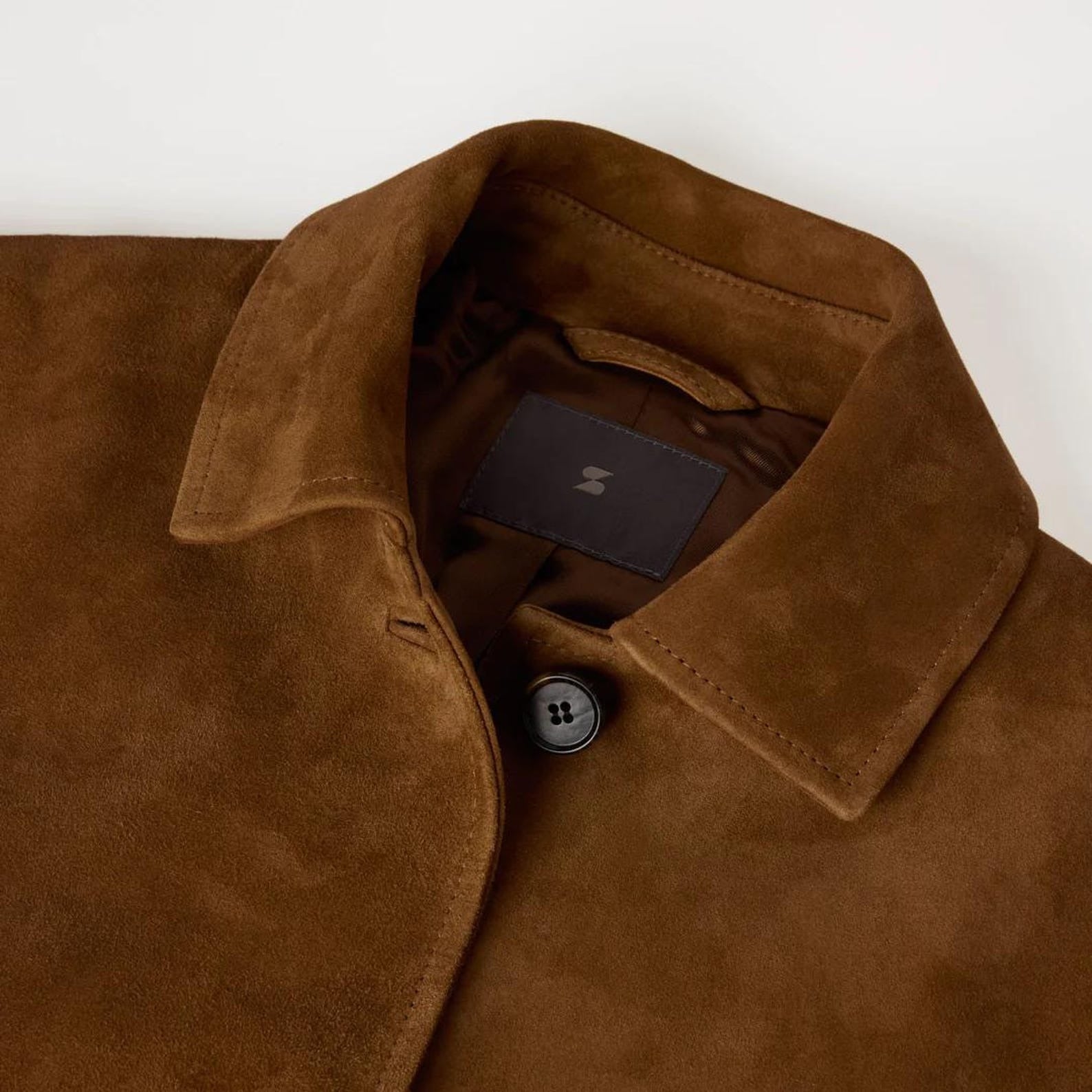 women Brown Suede Button-Up Jacket