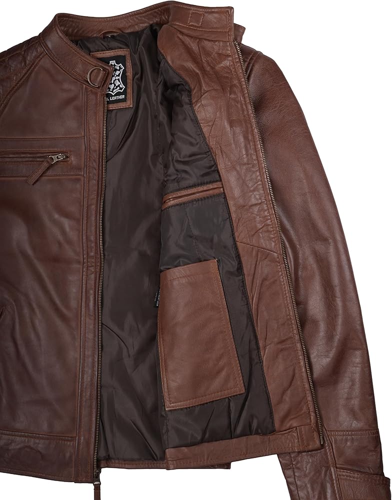 Men’s Brown Quilted Leather Biker Jacket