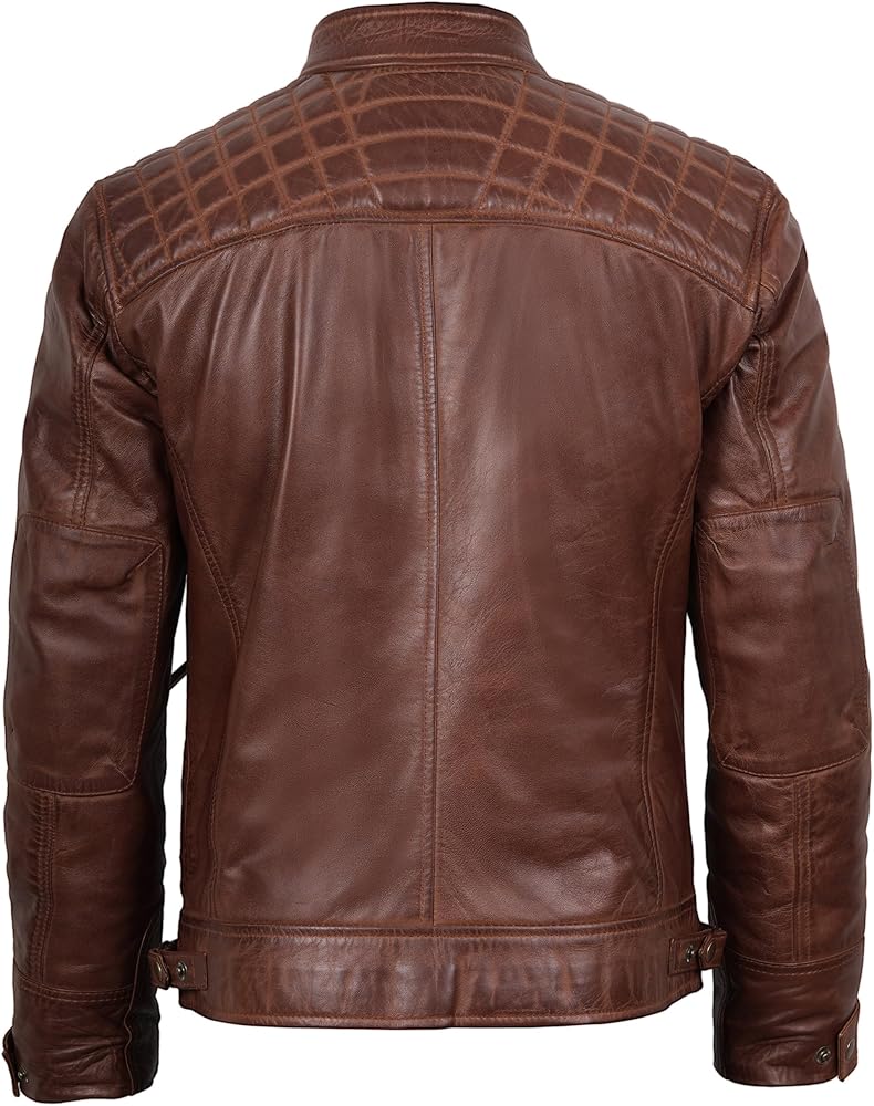 Men’s Brown Quilted Leather Biker Jacket