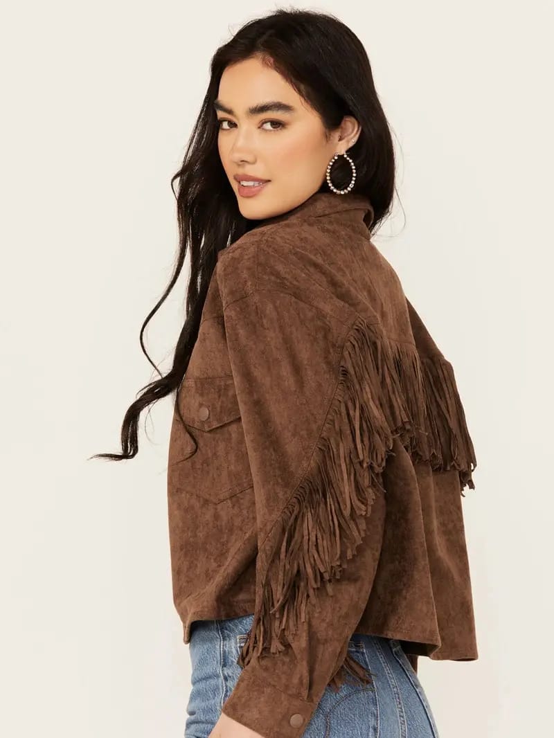Women’s Brown Suede Fringe Jacket
